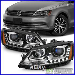 Halogen Model 2011-2017 VW Jetta Sedan LED U-Shape DRL Projector Blk Headlights