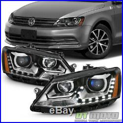 Halogen Model 2011-2018 VW Jetta Sedan LED U-Shape DRL Projector Blk Headlights