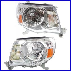 Headlight Set For 2005-2011 Toyota Tacoma Left and Right Halogen With Bulb 2Pc