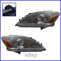 Headlights Headlamps with Smoked Background Left & Right Pair Set for 04-07 Lancer