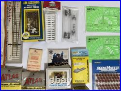 Huge Vintage Lot Model Train Parts Tracks Locomotives Cars Accessories HO+