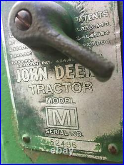 Johndeere 1952 Model M Tractor Deere John Machine Parts Or Fix