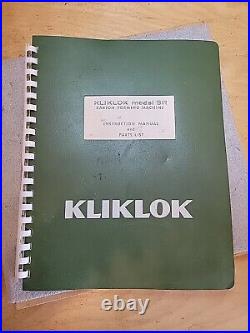 MANUAL KLIKLOK model SR Carton Forming Machine Instruction Manual & Parts List