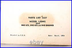 Mack 2227 1954 Model LJSWX END672/673 NHB Parts List Manual