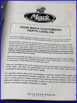 Mack Customized Parts Book Binder Model CH613 Serials 57127 Published In 2000