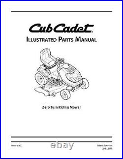 Maintenance & Parts Manuals Fits Cub Cadet i1050 Model No. I1050