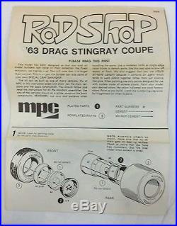 Model Kit 63 Drag Stingray Coupe Rod Shop MPC 1969 ORIGINAL NEW PARTS SEALED