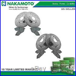 Nakamoto Premium Posi Ceramic Brake Pads Performance Drilled Slotted Rotors Kit