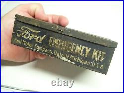 Old rare Original Ford motor co. Emergency kit tin box can tool auto vintage oem