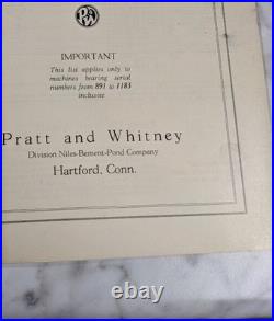 Pratt Whiteney 14 Grinder Model B Service Repair Parts List Manual Book Catalog