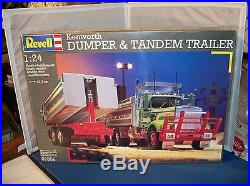 Rare Revell Kenworth Dumper & Tandem Trailer Truck Model Kit Parts Sealed! 1/24