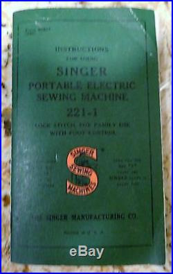 Singer Sewing Machine All Original Parts Model 221