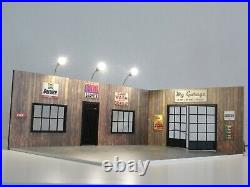 Scale 118 Wooden car garage with LED lights Diorama model kit Model car display