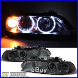 Smoked 1997-2003 BMW E39 5-Series Halo Projector Headlights Fit Halogen Model