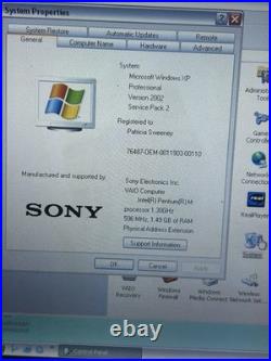 Sony Vaio Model PCG-4G1L Win-XP Working No Charger No Power Supply