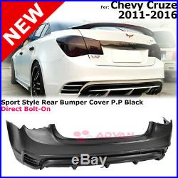 Sport Style Rear Bumper Cover For Chevy Cruze 11-16 Sedan 4 Door Black PP
