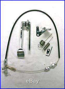 Street Rod Chrome Spoon Gas Pedal + Black Throttle Cable + Bracket & Spring Kit