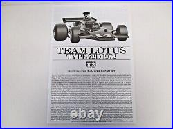 Tamiya 1972 Team Lotus Type 72d Formula One F1 Race Car 1/12 Model Kit