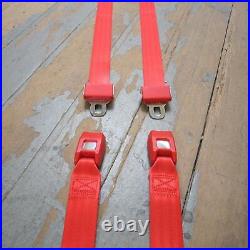 Two Point Red Lap Seat belts PAIR hot street rat rod parts accessories hotrod WJ