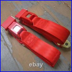 Two Point Red Lap Seat belts PAIR hot street rat rod parts accessories hotrod WJ