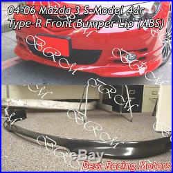 Type-R Style Front Bumper Lip (ABS) Fits 04-06 Mazda 3 4dr S-Model