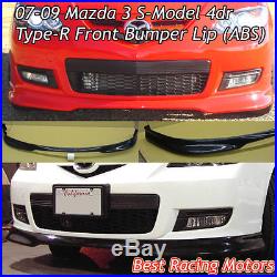 Type-R Style Front Bumper Lip (ABS) Fits 07-09 Mazda 3 4dr S-Model