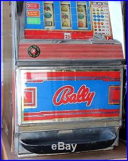 VINTAGE BALLY 25cent 3 Line Slot Machine FOR PARTS With Stand. Model 831 pickupNJ