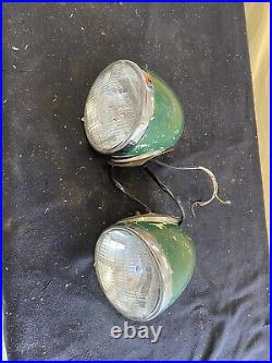 Vintage 1930s 1940s Hella Headlights Rat Rod Hot Rod Tractor Side Mount Nice