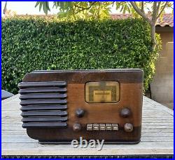 Vintage 1939 Sears Silvertone Model 6120 Tube Radio Wood Case Art Deco for Parts