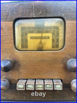 Vintage 1939 Sears Silvertone Model 6120 Tube Radio Wood Case Art Deco for Parts