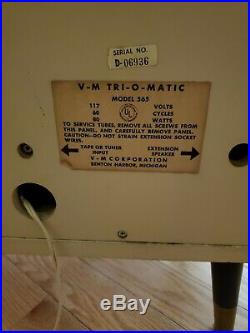 Vintage 1956 VM Triomatic Tube Record Player Cabinet Model 565A WithManual & Parts