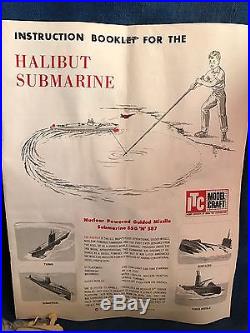 Vintage 1960 ITC Model Craft Halibut Submarine Model Kit Ideal for Parts +