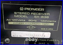 Vintage 1974 Pioneer Model SX-636 AM/FM Stereo Receiver AS-IS For Parts/Repair