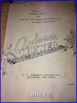 Vintage Anderson Mower Model Gl 25 For Ford Tractor 640, 850&L. C. G. Parts Book
