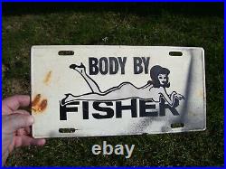 Vintage GM Chevy Body by Fisher accessory license plate promo original Camaro oe