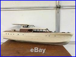 Vintage Large 40 Wood Model Boat Chris Craft 63' Yacht For Restoration Parts