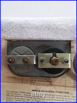Vintage NOS Oil Pressure / Amps Gauge And Holder Hot Rod Gauges Gasser Rat Rod