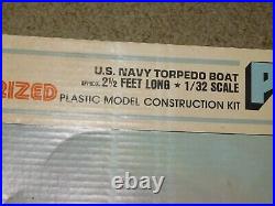 Vintage Never Built Lindberg Pt109 Motorized Rc Boat Model Kit 1/32 Sealed Parts