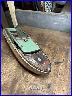 Vintage Old Original Plastic Red White Green Model Toy Race Speed Boat Parts USA