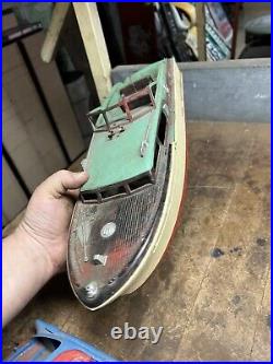Vintage Old Original Plastic Red White Green Model Toy Race Speed Boat Parts USA