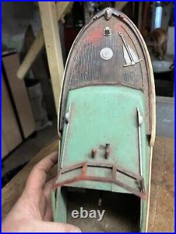Vintage Old Original Plastic Red White Green Model Toy Race Speed Boat Parts USA
