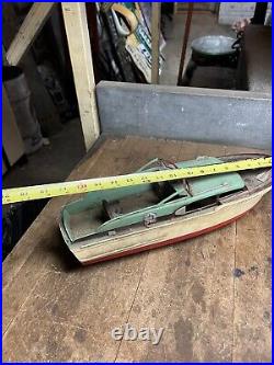 Vintage Old Original Plastic Red White Green Model Toy Race Speed Boat Parts USA