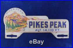 Vintage Pikes Peak License Plate Topper Trunk Bumper Badge Emblem Colorado