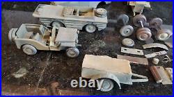 Vintage Red Cross Hawk Solid Wood Military Vehicle Lot Built Parts Model Kits