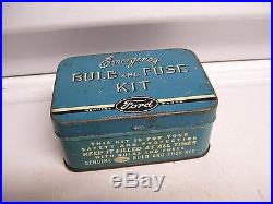 Vintage nos Genuine Ford Parts Emergency Kit can bulb fuse tin fomoco lamp auto