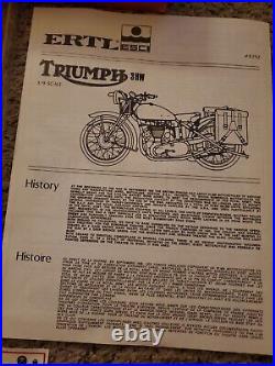 Vtg ERTL ESCI Triumph 3-HW #8292 1/9 Scale Model Kit Open Box Looks Complete