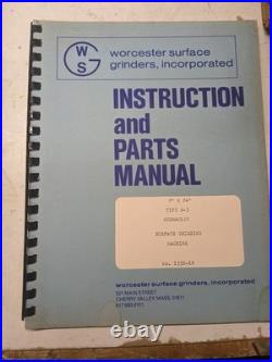 WARNER SWASEY OPERATOR SERVICE MANUAL PARTS LIST 8x24 MODEL S-3 SURFACE GRINDING