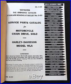 Wwii 1941 1942 1943 1944 Harley Davidson Model Wla Solo Motorcycle Parts Catalog