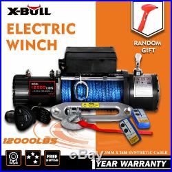 X-BULL Electric Winch 12000lbs 12V Synthetic Rope 2 Remote Control 4WD New Model