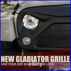 Xprite Front Black Gladiator Grille with Steel Mesh 2007-2018 Jeep Wrangler JK